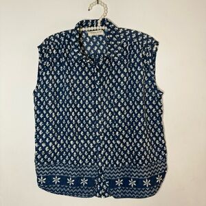 Maison Hotel Blue Simone Print Sleeveless Top